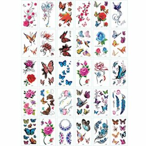 Yesallwas 30 Sheets cute Temporary Tattoo Sticker Fake Tattoos for Women Girls Models,Waterproof Long Lasting Body Art Makeup Sexy Realistic Tatt