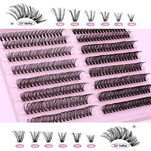 Lash Clusters 288Pcs DIY Individuals Eyelash Extenisons Natural Look 40P 50P Individual Lashes 8-16MM CC Curl Individual Lashes DIY at Home Wispy