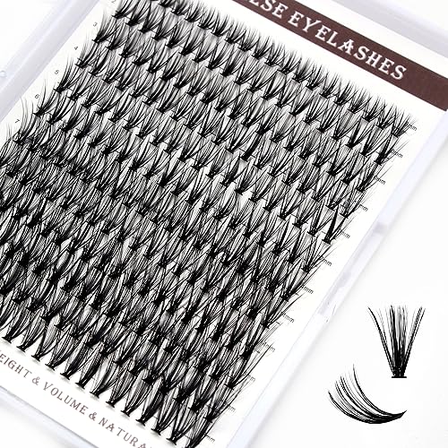 Moyutt Individual Cluster DIY Eyelash Extensions 240pcs D Curl LASH Volume Eyelash Clusters Extensions Wispy Lashes Cluster DIY at Home 8-16mm(40