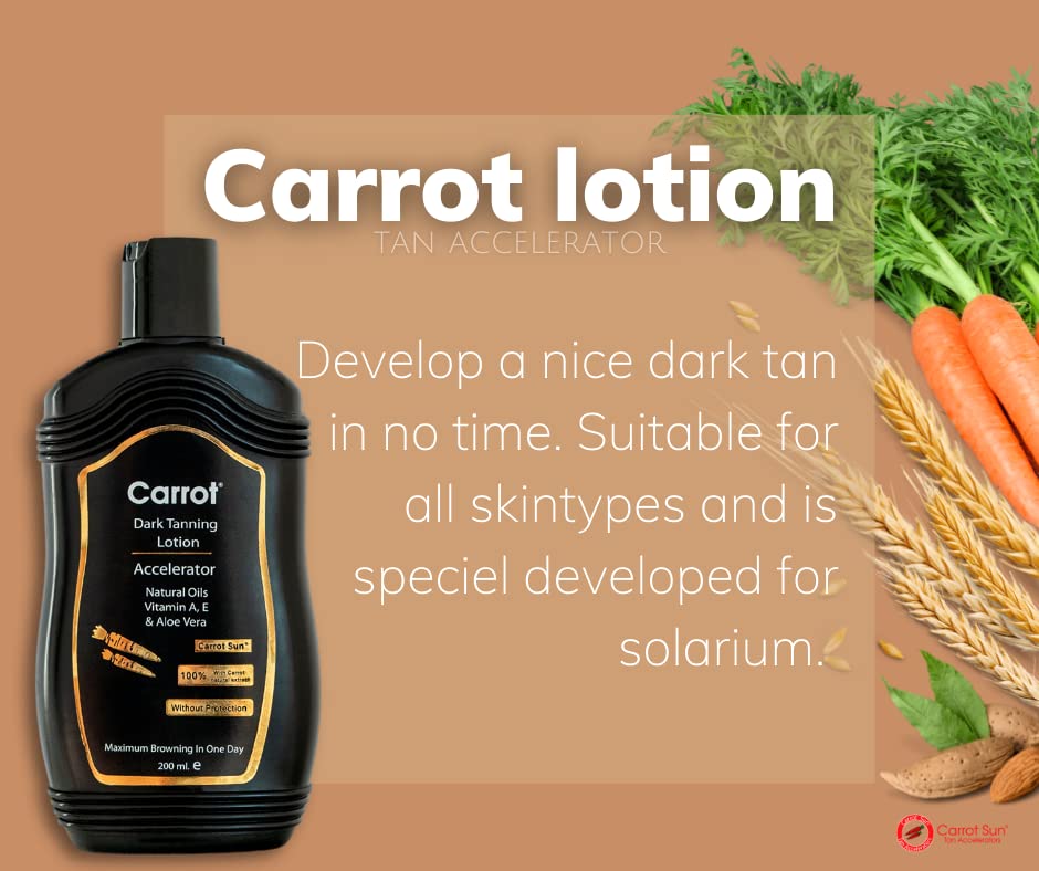 Carrot-Sun® Dark Tanning Lotion, Tanning Lotion with 100% natural Carrot Oil extract, Maximum Browning in One Day, 200ml