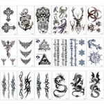 Konsait Temporary Tattoos for Adult Men Women Kids(18 Sheets), Waterproof Temporary Tattoo Fake Tattoos Body Art Sticker Cover Up Set,Dragon Anch