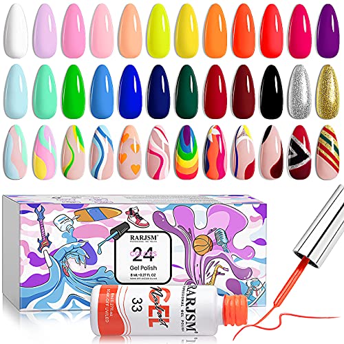 RARJSM Nail Art Gel Nail Polish 8ml Painted Gel Polish Kit 12 Colors Painting Drawing Gel Liner Polish,Pull Line Gel Polish for DIY French Manicu