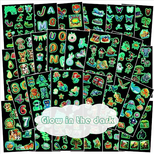 Beegoods (30 Sheets) 380 Unique Kids Tattoos, Temporary Tattoos for Kids, Glow in the Dark Tattoos Party Bag Fillers, Kids Tattoos for Girls or B