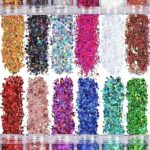 Chunky Glitter, 12 Color Face Glitter Cosmetic Glitter,Holographic Cosmetic Festival Chunky Glitter, Ultra-Thin Nail Glitter for Face Body Eye Ha