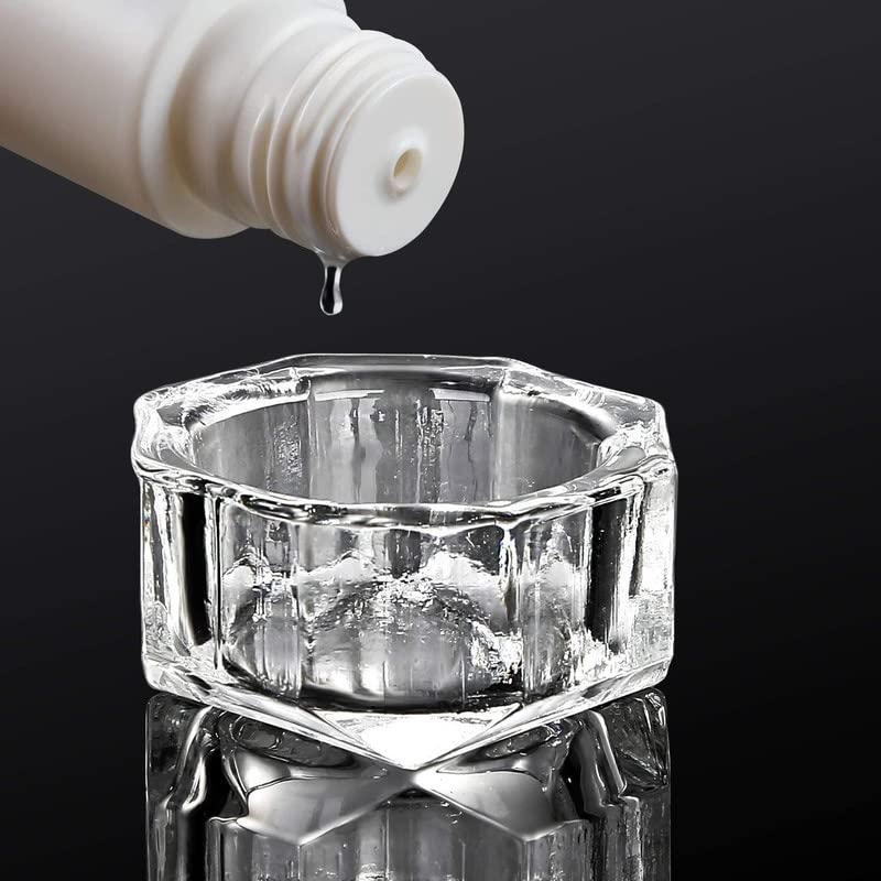 ProTech 1 pc Glass Crystal Acrylic Liquid Holder Dish, Professional Dappen Dish Glass Cup with Lid Bowl for Acrylic Powder Monomer Nail Tool, For