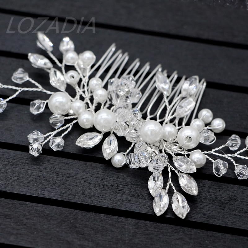 Bridal Flower Side Hair Clips,Pearl Hair Pieces Comb Bridal Headpiece for Brides Bridesmaid,Girls,Women,Hair Comb Wedding Prom Birthday Party Hai