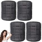 4pk Black Hair Rollers for Hair Volume | Self Holding Large Hair Rollers | Black Velcro Rollers for Hair | Hair Roller for Long Hair & Short Hair