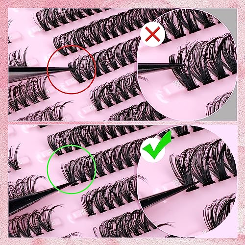 Lash Clusters 288Pcs DIY Individuals Eyelash Extenisons Natural Look 40P 50P Individual Lashes 8-16MM CC Curl Individual Lashes DIY at Home Wispy
