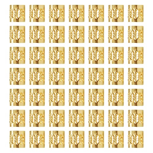 Beayuer 100 Pieces Hair Jewelry Rings Hair Decorations, Aluminum Dreadlocks beads Metal Cuffs, Including 50 Pcs Gold and 50 Pcs Silver Hair Decor