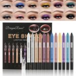 Pearlescent Silkworm Eyeshadow Pencil Crayon Lasting Waterproof and Not Blooming Shiny Pearlescent Gel Pen 12 Color Eye Shadow Pen (Set)