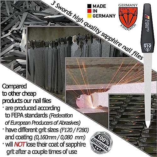 3 Swords Germany - SAPPHIRE METAL NAIL FILE 2 PIECES with 1 PIECE 3-way nail buffer – NAIL CARE FOR YOU MADE IN GERMANY