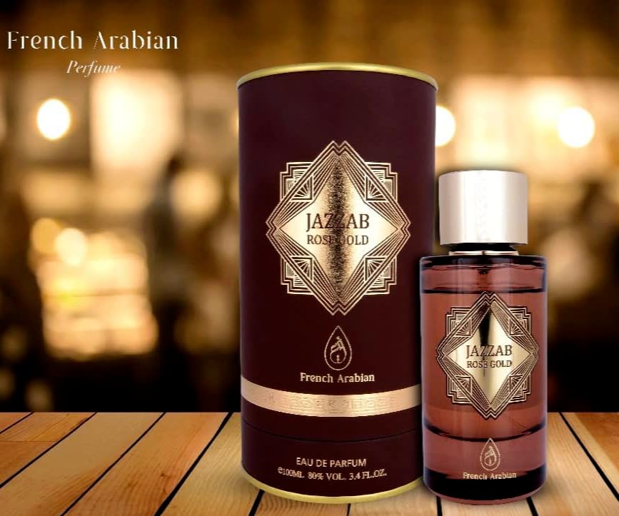 Jazzab Rose Gold Arab Perfume 100ml –Rose Woody Amber Oud Perfume For Her Eau De Parfum 100ml Fresh Scent Spray for Women