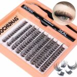 Cluster Eyelash Extension Kit DD Curl Individual Lashes with Bond and Seal Fluffy Lash Extension Kit with Russian Eye Lash Tweezers Individual Ey