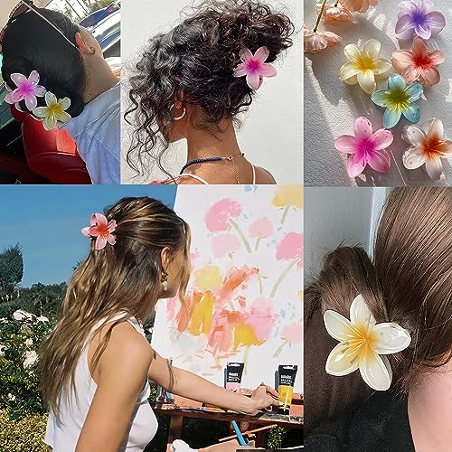 Flower Hair Clip, Nonslip Flower Claw Clips Strong Hold Hawaiian Claw Clip for Medium Thick Hair Hair Claw Clips for Women and Girls (A# 6 PCS)
