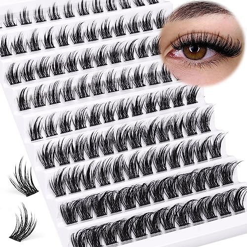 Lash Clusters DIY Eyelash Extensions 96pcs Cluster Lashes Wispy False Eyelashes C D Curl Individual Lashes Extensions 8-16MM Mega Fluffy Eyelash