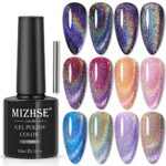 MIZHSE Universal Rainbow Cat Eye Gel Nail Polish Laser Holographic 9D Cat Eye Gel Polish Soak Off LED UV Gel Nail Art Varnish with Magnetic 10ml*