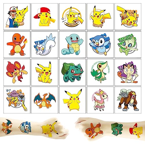 Beehug 20 Sheets Carton Temporary Tattoo, Muti Design Children's Temporary Tattoo Body Art Stickers, Waterproof Tattoos Skin Stickers for Boys an