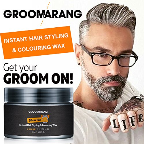 Groomarang Silver Fox Instant Free Style Hair Styling & Colouring Wax Grey Temporary Dye