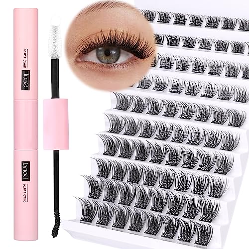 Lash Clusters DIY Eyelash Extensions 96pcs Cluster Lashes Wispy False Eyelashes C D Curl Individual Lashes Extensions 8-16MM Mega Fluffy Eyelash