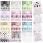 DUOAIKE 16 Sheets Festival Face Gems Stick on, Self-adhesive Crystal Rainbow Tears Gem Stones Stickers Face Diamonds Rhinestones for Party, Rave