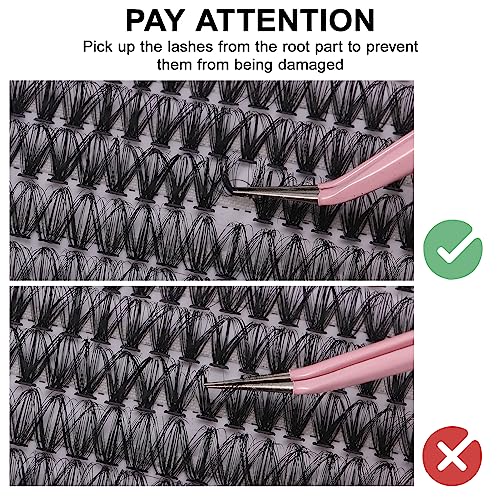 Heyu-Lotus 240 PCS Individual Lashes, 40D Cluster Lashes, D Curl Cluster Eyelash Extensions, 8-16mm Mixed Length Cluster Lashes Natural False Eye