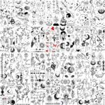 Shegazzi 28 Sheets 220+ PCS Minimalism Line Art Small Black Temporary Tattoos For Women Men Adults, 3D Moon Sun Star Fake Tattoo Stickers Abstrac