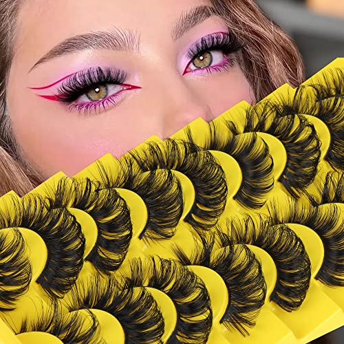Lashes Natural Look Wispy False Eyelashes 15mm Short Clear Band Fake Eye Lashes Lightweight Volume Strip Lashes Multipack