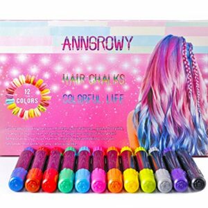 12 Colors Hair Chalk for Girls Kids Face Paint Temporary Hair Chalks pens for Any Age(3+) Hair Color for Halloween Makeup Birthday Present Gifts