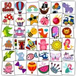 Leesgel 50 Sheets Temporary Tattoos for Kids, Individual Mixed Unicorn Dinosaur Mermaid Pirate Animal Butterfly Tattoos Stickers, Gifts Sweets Pa