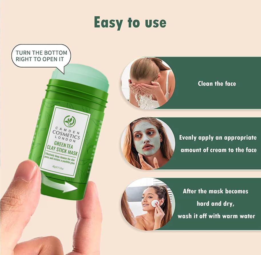 Green Tea Mask Stick For Face, Blackhead Remover Mask & Green Tea Extract, Green Tea Cleansing Mask Stick, Green Tea Deep Cleanse Mask, Blackhead