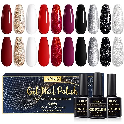 INPING Pastel Gel Nail Polish, 10 Color Spring Summer Nail Polishes Set Candy Macaroon Collection Required Soak Off UV/LED Lamp for Starter DIY N