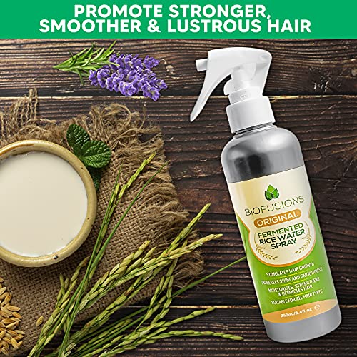 Biofusions Fermented Rice Water for Hair Growth, Hair Conditioning and Moisturising Rice Water Spray for Damaged, Dry, Curly or Frizzy Hair, Vega