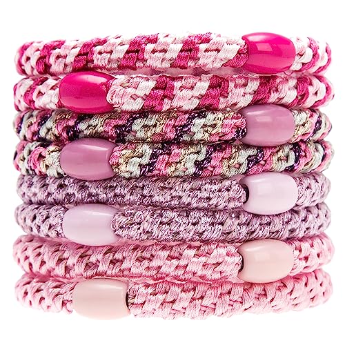 GYGYL 8Pcs Black Hair Ties for Women Girls, Elastics Hair Bands Ponytail Holders for Thick Hair, No Damage No Crease Hair Elastics