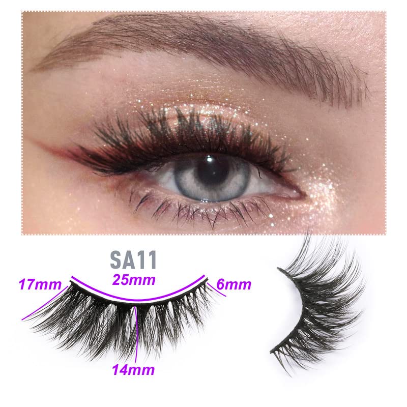 EMEDA 10 Styles False Eyelashes Natural Look 3D Short and Soft Fake Eyelashes Faux m ink Lashes Fluffy And Wispy Eye Lashes 10 Pairs 100% Handmad