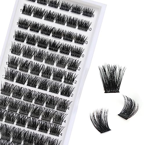 Individual Cluster Lashes, 72 PCS DIY Eyelash Extension,Natural Look Wispy Clusters Lashes 8-16MM D Curl Individual Lashes Extensions Reusable In