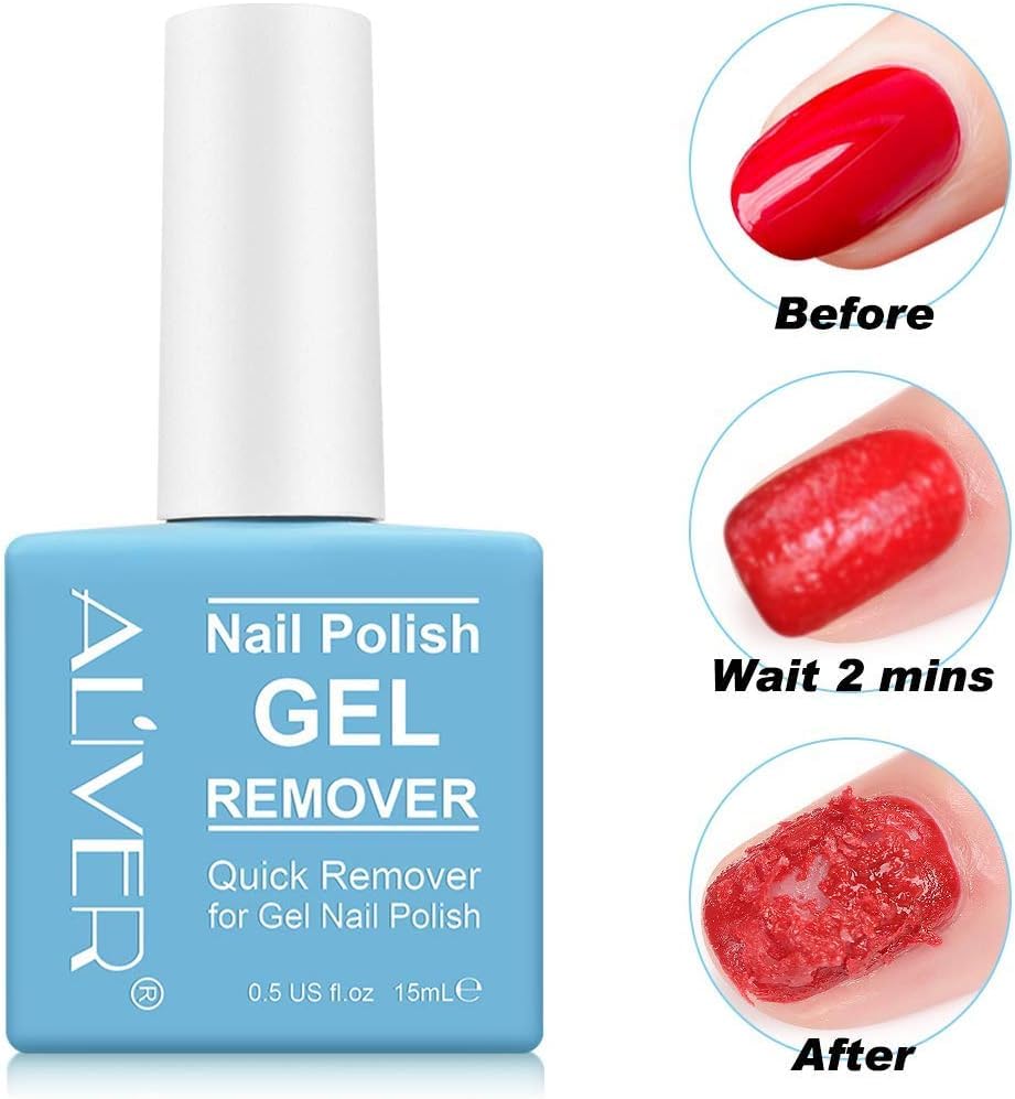 Gel Nail Polish Remover (15ML)- Professional Gel Remover For Nails With Cuticle Pusher, Gel Nail Remover, Remove Gel Polish in 2-3 Minutes, Safe