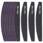 Nail Files, Professional Nail File,12PC 100/180 Grit Double-Sided Emery Board Nail File Set, Washable Nail Files Tools for Manicure (Black)
