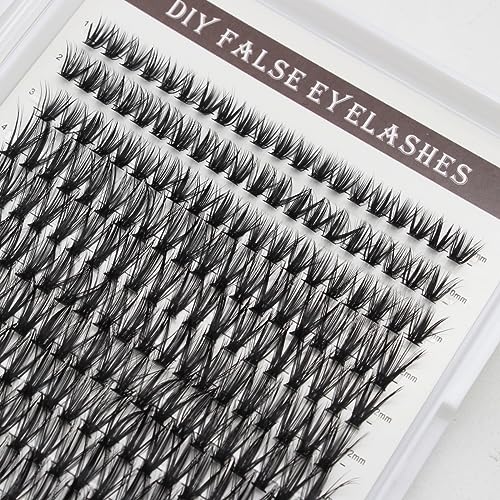 Moyutt Individual Cluster DIY Eyelash Extensions 240pcs D Curl LASH Volume Eyelash Clusters Extensions Wispy Lashes Cluster DIY at Home 8-16mm(40