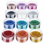 12 Pots Extra Fine Glitter, FANDAMEI Acrylic Nail Glitter, Fine Glitter for Arts & Crafts, Cosmetic Glitter Powder for Face, Body, Eye, Hair, Nai