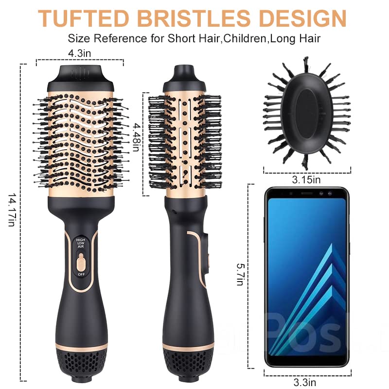 Hair Dryer Brush, Hot Air Brush for Fast Drying, Hair Dryer and Styler for Salon Results, Negative Ionic Curler Straightening Comb, 4 in 1 Hot Ai