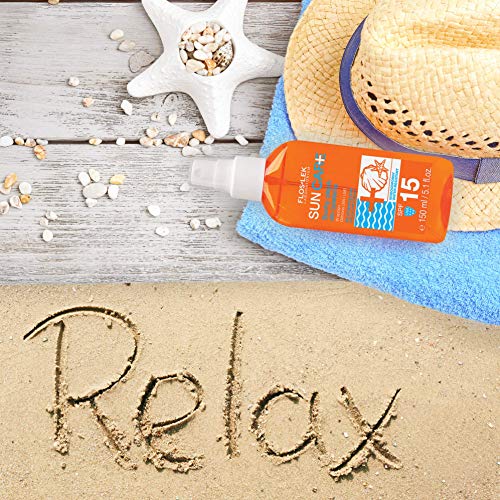 FLOSLEK Dry Oil Tanning Spray SPF 15 | 150 ml | Medium Protection & Care of the Skin Exposed to Direct Solar Exposure | Intended for People of Al