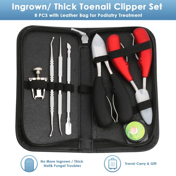 8 PCS Toenail Clippers Kit for Thick or Ingrown Nails, Professional Heavy Duty Ingrown and Thick Toenail Clippers, Sharp Stainless Steel Nail Cut