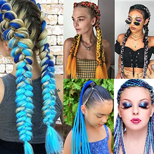 Braiding Hair Extensions Braiding Hair Fashion Synthetic Braid Hair Extensions for Women Braiding Coloured Hair for Braiding DIY Wigs Cosplay (Bl