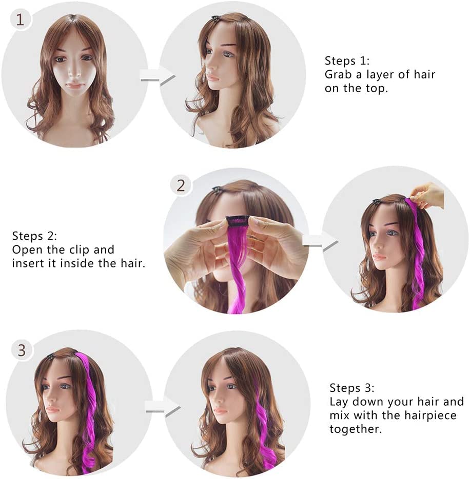 Dreamlover Clip in Coloured Hair Extensions for Kids, Kids Hair Extensions for Girls, Rainbow Hair Accessories for Girls, 24 PCS