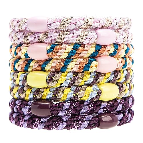 GYGYL 8Pcs Black Hair Ties for Women Girls, Elastics Hair Bands Ponytail Holders for Thick Hair, No Damage No Crease Hair Elastics