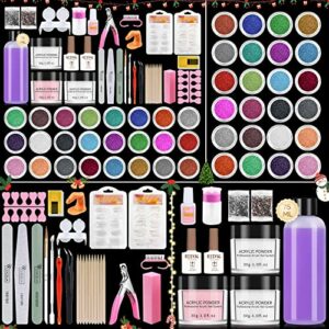 Yokilly Acrylic Nail Kit,Acrylic Powder Nail Art Kit with Nail Art Tools,Nail Extension Kit with False Nails,Glitter and Nail Art Brushes,Acrylic