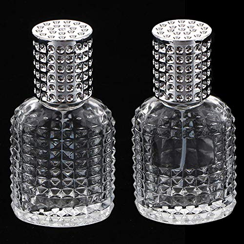 JUN-H 2 Pieces Perfume Bottle Atomizer Crystal Translucent Glass Art Empty Oval Pineapple Perfume Bottle Refillable for 30ml Travel Gift with Fil
