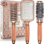 Hair Brush Set - Luxury Professional Rose Gold Hairbrushes for Detangling, Blow Drying, Straightening - Suitable for All Hair Types by Lily Engla