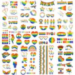 HOWAF 10 Sheets Pride Tattoo Stickers, LGBT Gay Pride Temporary Tattoos Rainbow Tattoos Stickers Waterproof Rainbow Flag Gay Pride Flag Tattoos P