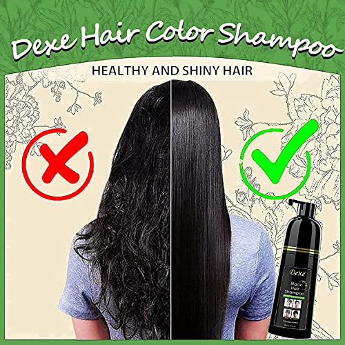 Instant black hair shampoo, hair dye shampoo for men and women - easy to use - quick and easy - lasts 30 days 3 in 1 black hair dye (Bottled)